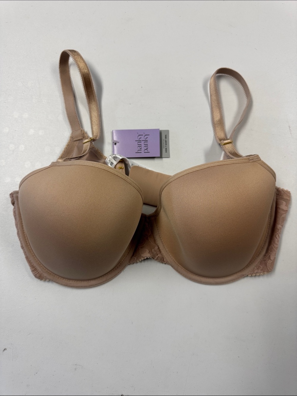 Hanky Panky Beige Nude T-Shirt Bra with Lace Sides
